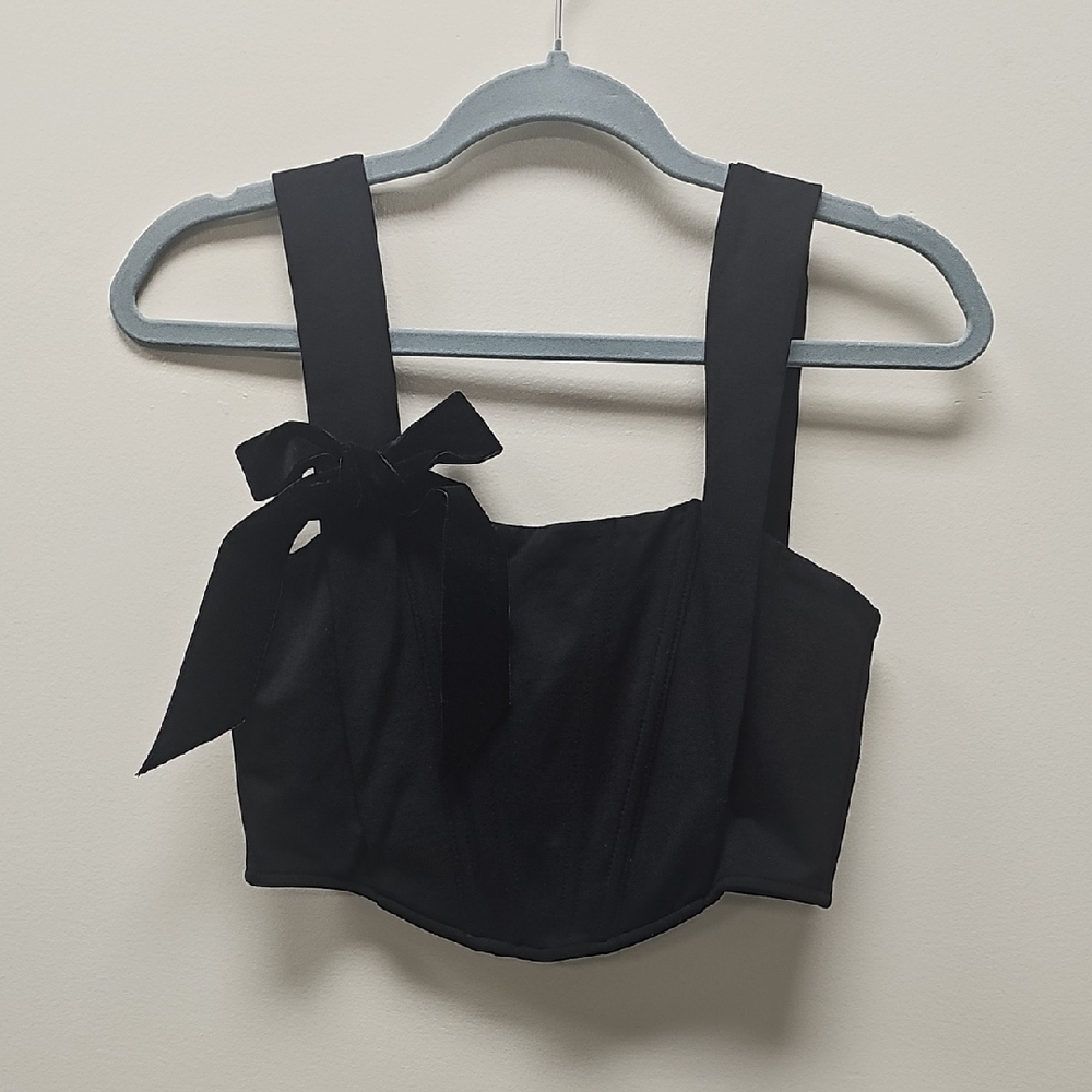Elegant Black Bow Detail Women's Top